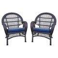 Propation W00208-C-4-FS011-CS Espresso Wicker Chair with Blue Cushion PR1081347